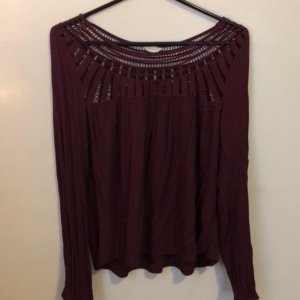 maroon top with cutouts